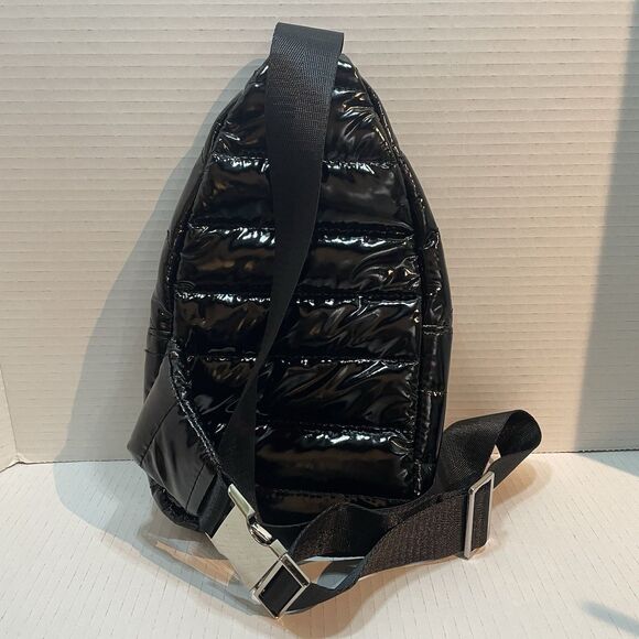 Ah.Dorned Quilted Black Puffer Sling Crossbody Bag Backpack - Picture 2 of 7